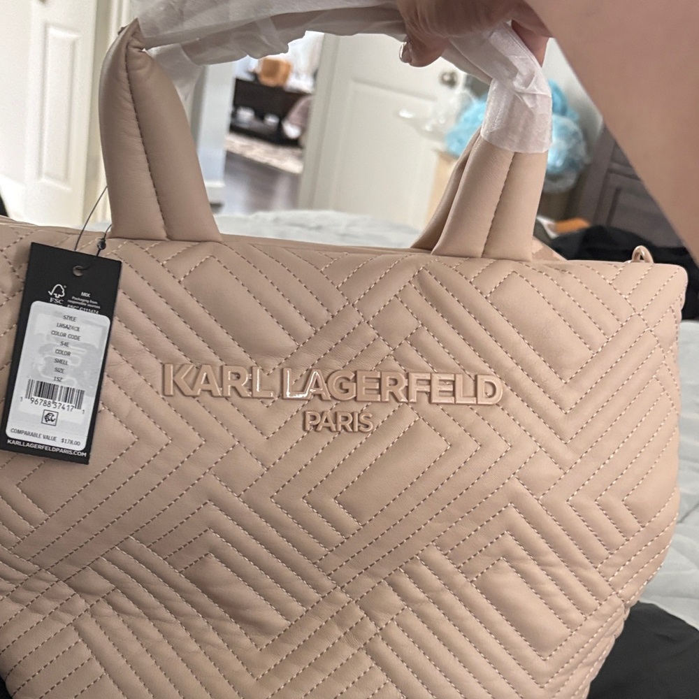 Karl Lagerfeld Nude Quilted Tote